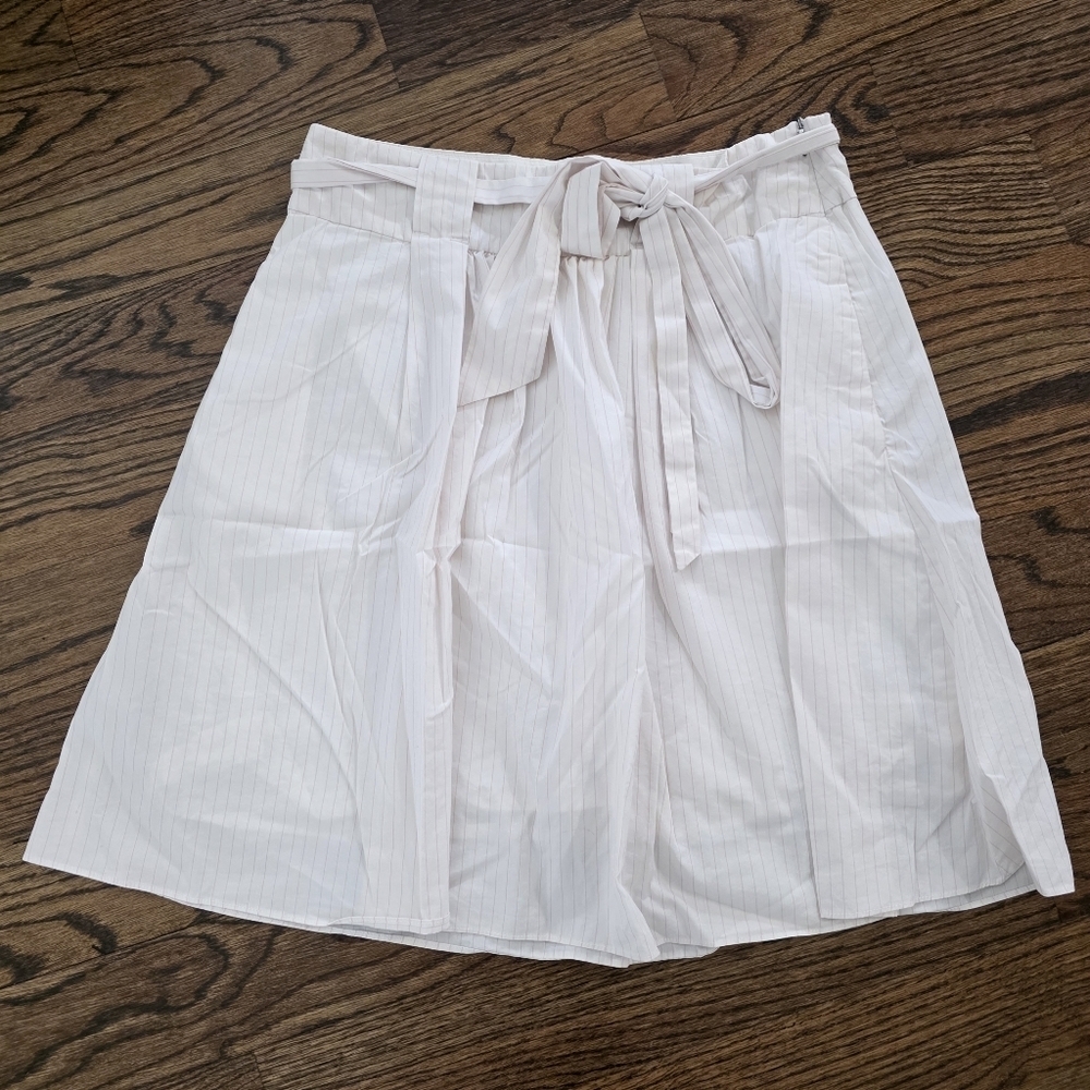 Zara Basic Cream and Pink Pin Stripe Skirt Size Small